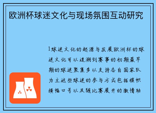 欧洲杯球迷文化与现场氛围互动研究