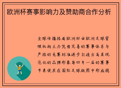欧洲杯赛事影响力及赞助商合作分析